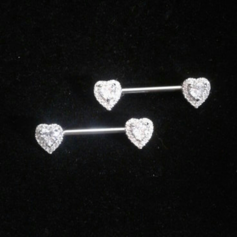 Body Jewelry 14G surgical steel rhinestone nipple piercing 2 pc set